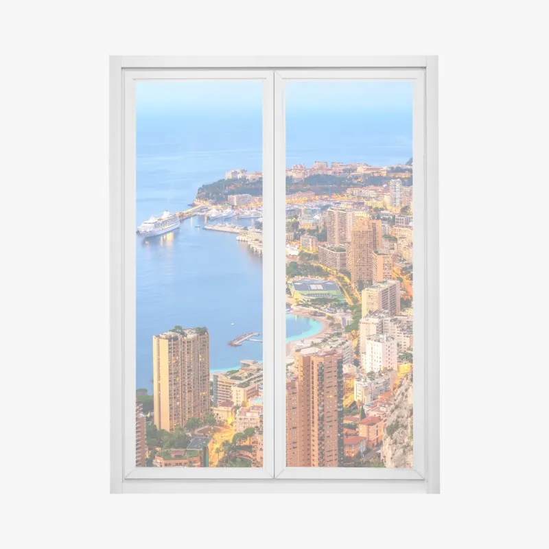 Fensteraufkleber Monaco küstenstadt panorama bei dämmerung