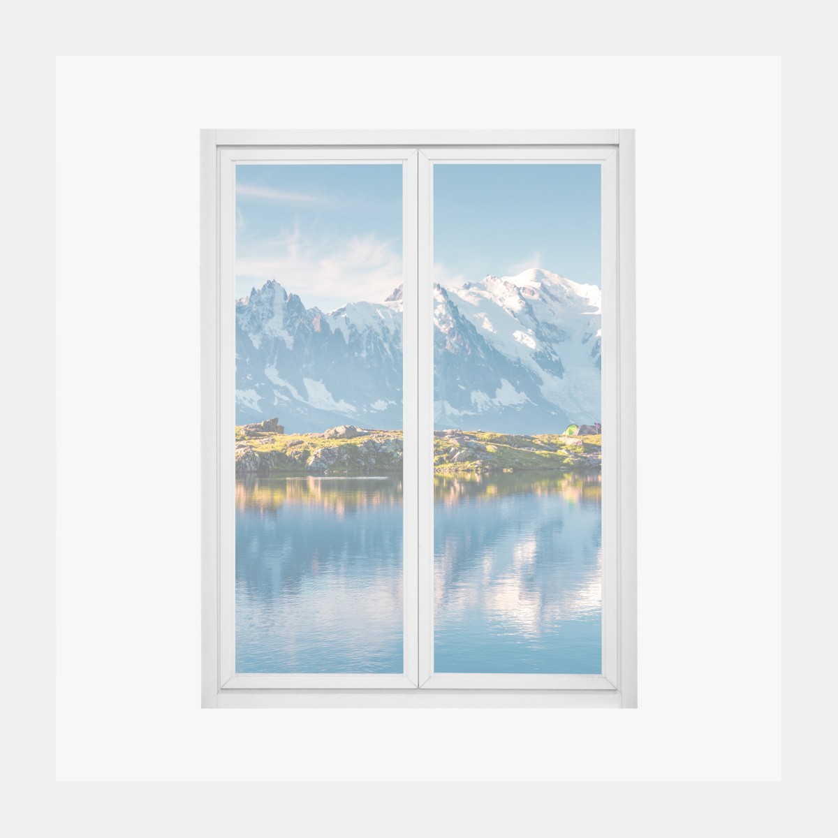 Fensteraufkleber panorama von Mont Blanc über dem Lac Blanc – Wallnifity®
