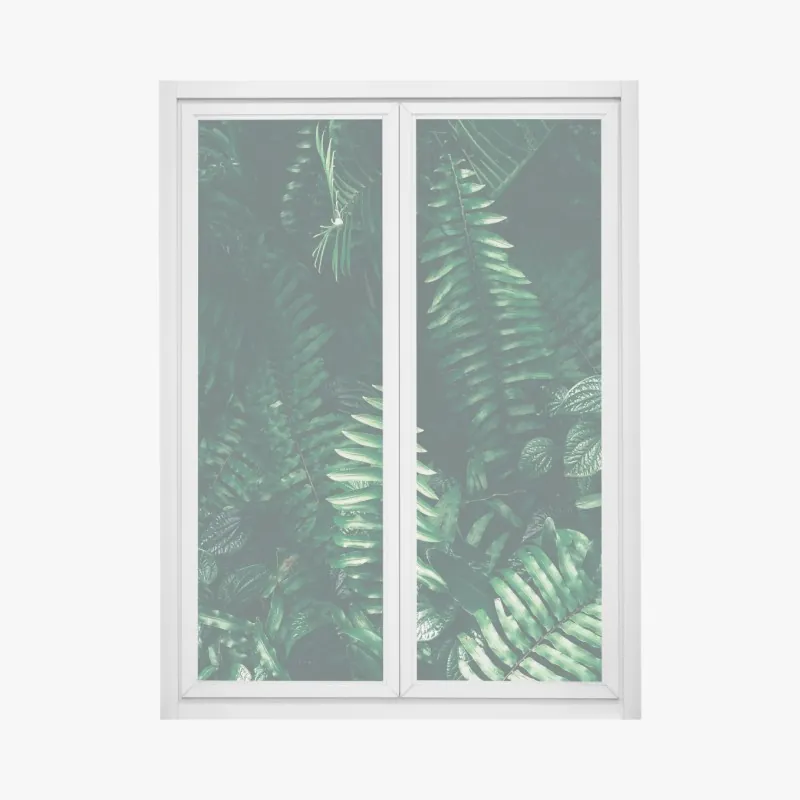 Fensteraufkleber üppige tropische grüne blätter