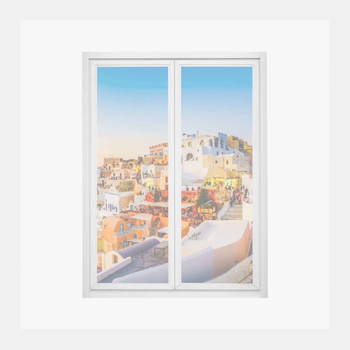 Fensteraufkleber sonnenuntergang über Santorini panoramaansicht – Wallnifity®