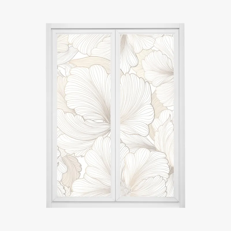 Fensteraufkleber zarte beige blumenillustration