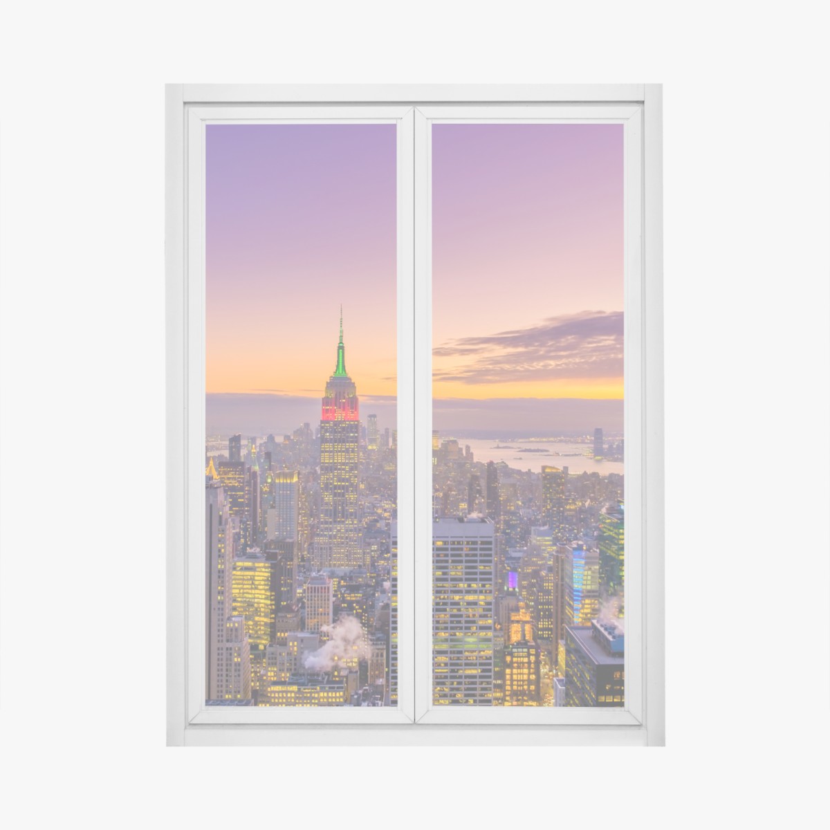 Fensteraufkleber lebendige New York skyline bei sonnenuntergang – Wallnifity®