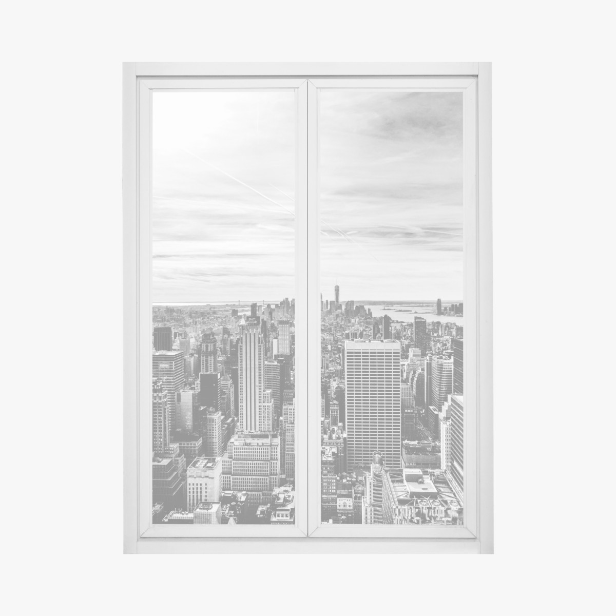 Fensteraufkleber panorama von New York in graustufen – Wallnifity®