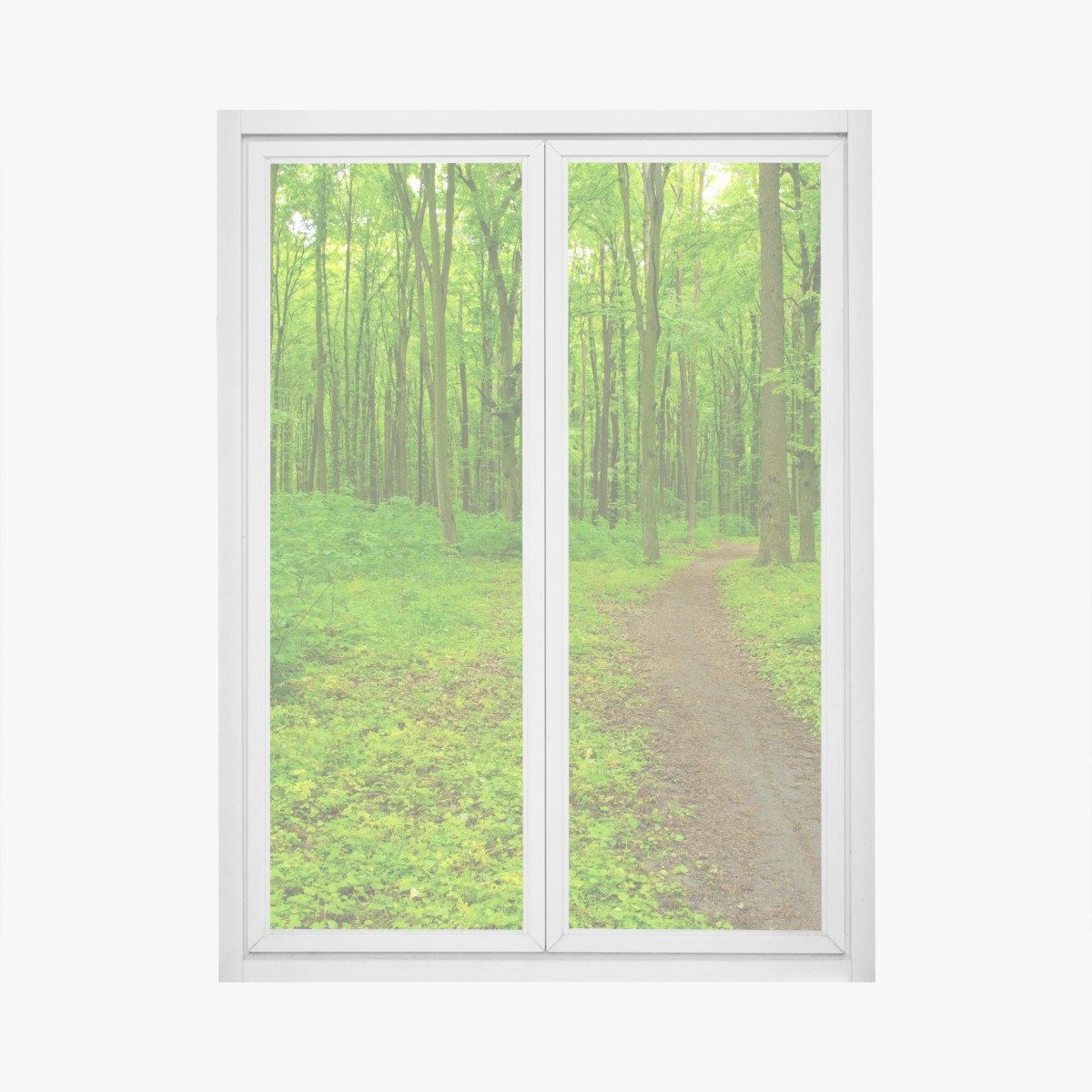 Fensteraufkleber beruhigender grüner waldweg – Wallnifity®