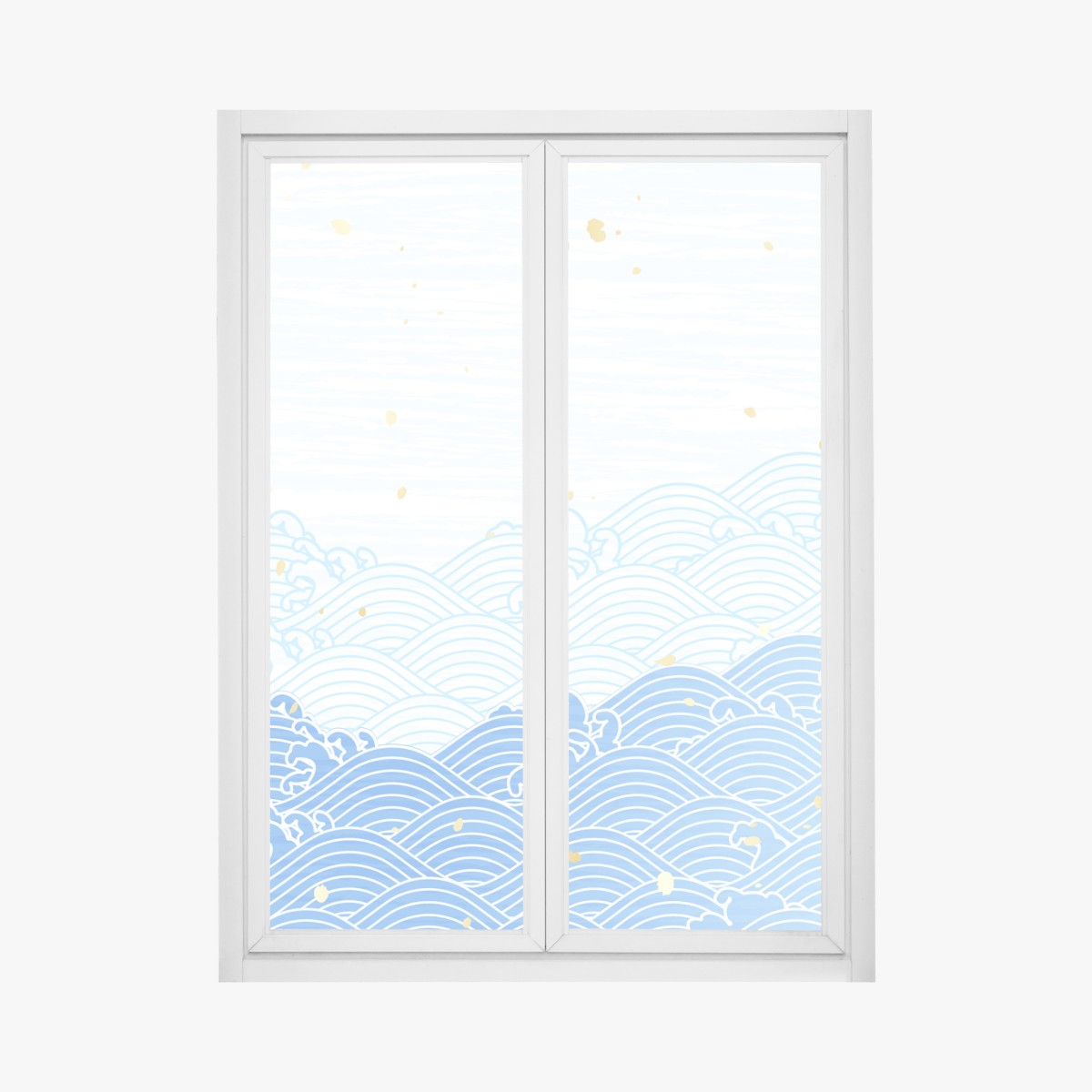 Fensteraufkleber ruhige blaue wellen mit goldakzenten – Wallnifity®