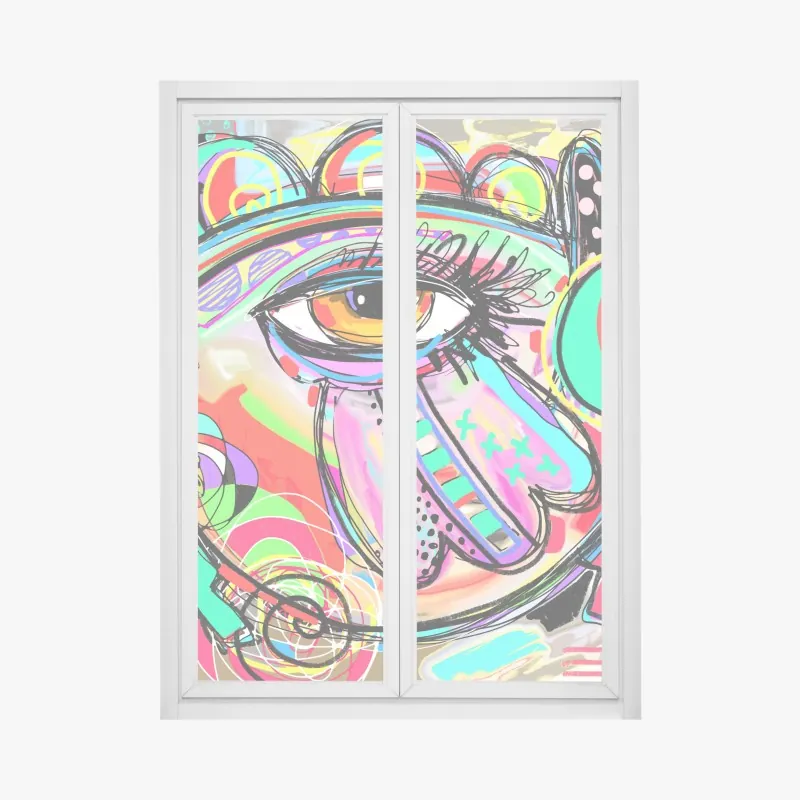 Fensteraufkleber lebhaftes abstraktes auge im pop-art stil