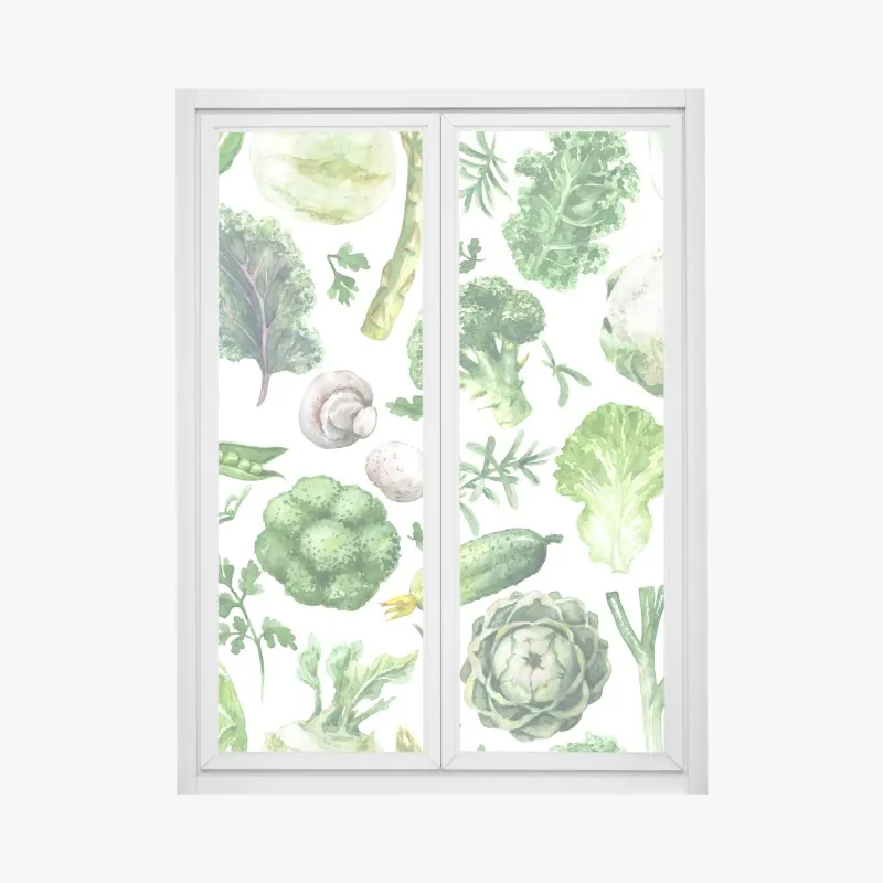 Fensteraufkleber aquarellmuster grünes gemüse