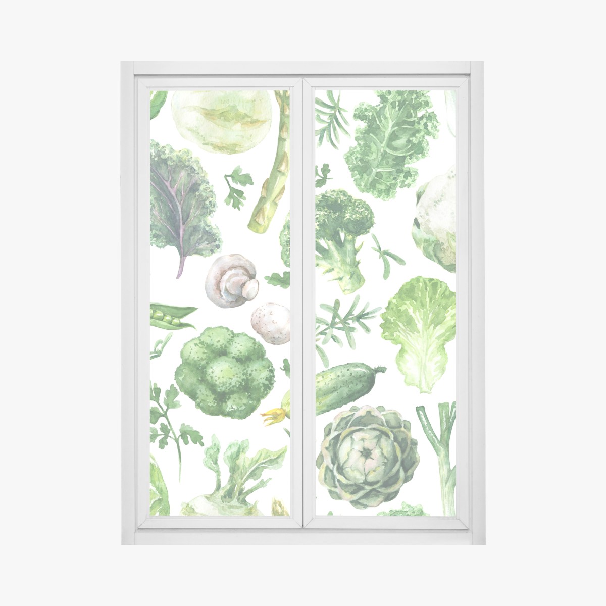 Fensteraufkleber aquarellmuster grünes gemüse – Wallnifity®