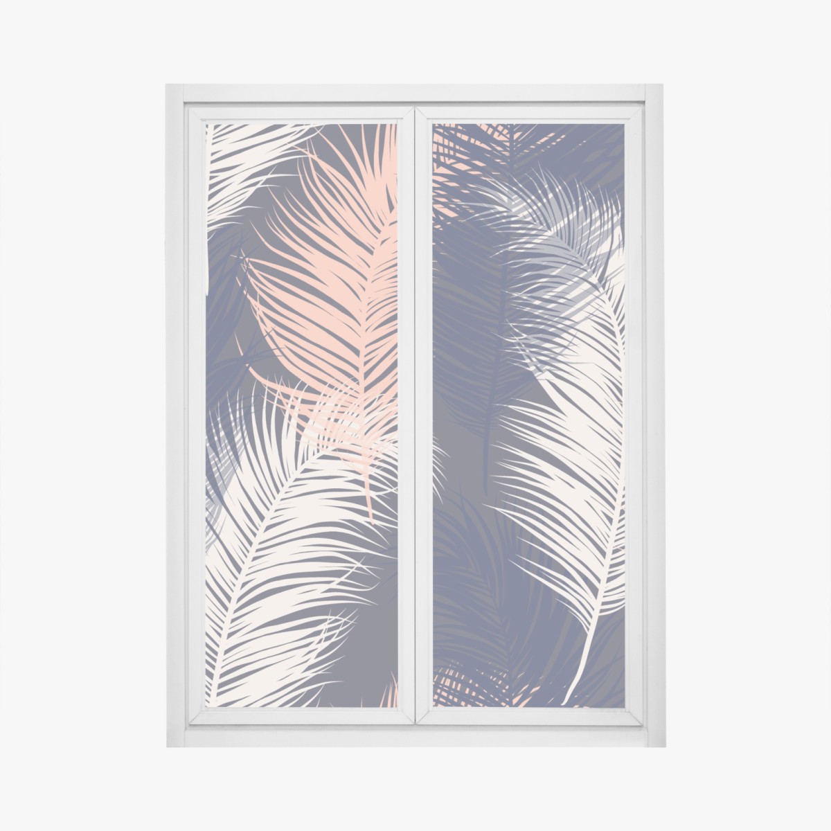 Fensteraufkleber federmuster in marineblau und rosa – Wallnifity®