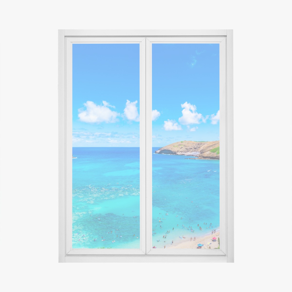 Fensteraufkleber tropische türkisfarbene bucht panorama – Wallnifity®