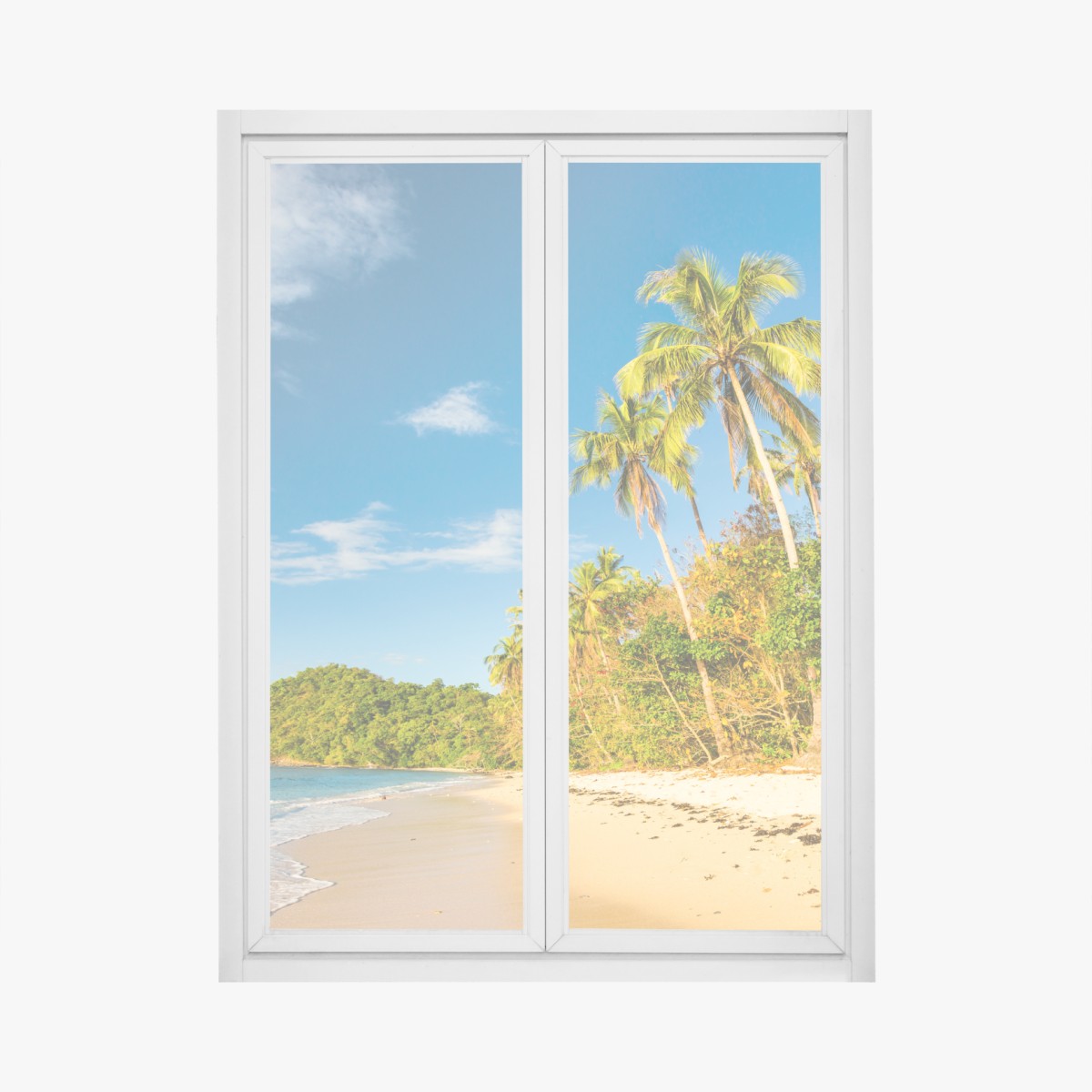 Fensteraufkleber goldener tropischer strand bei sonnenuntergang – Wallnifity®