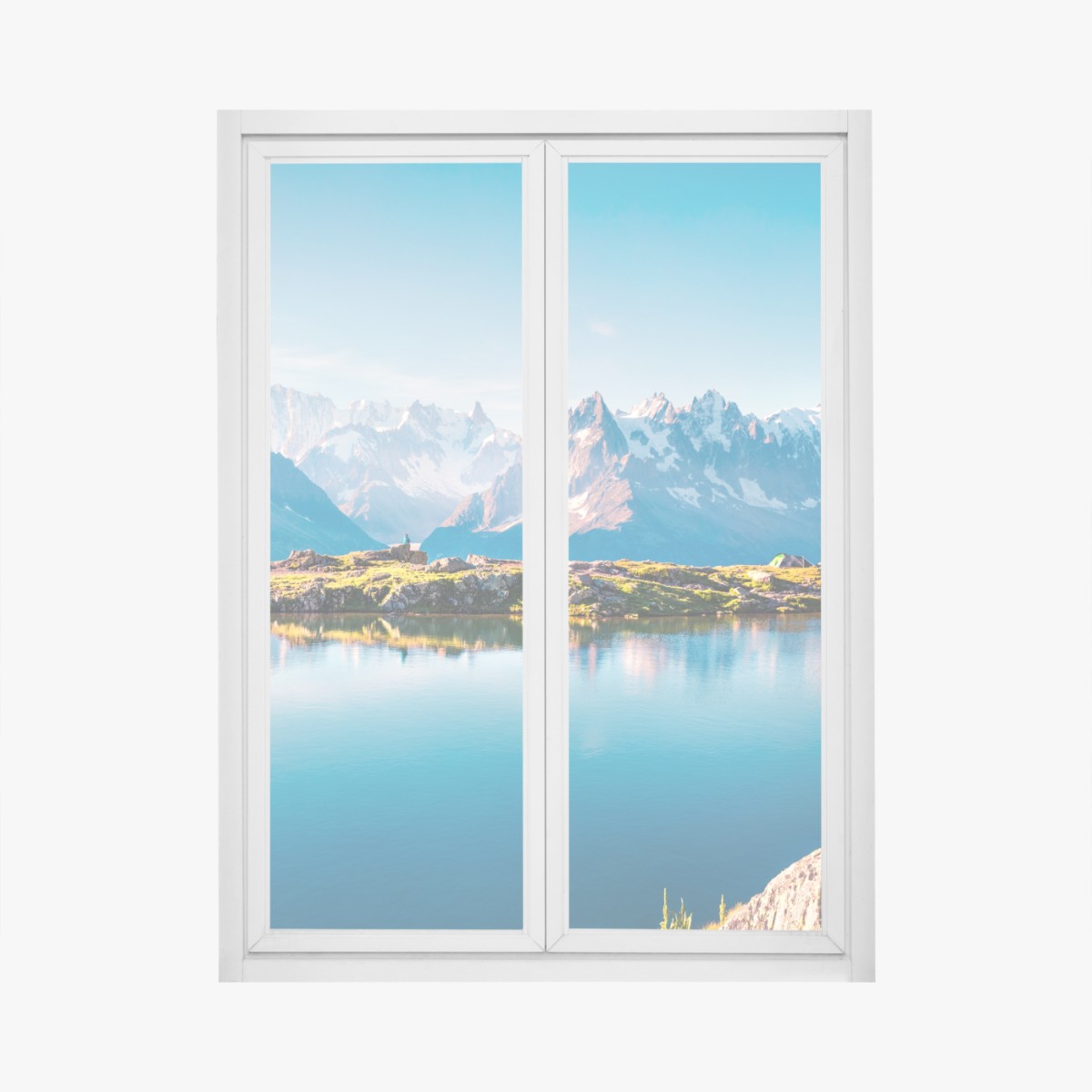 Fensteraufkleber Lac Blanc mit Blick auf Mont Blanc – Wallnifity®