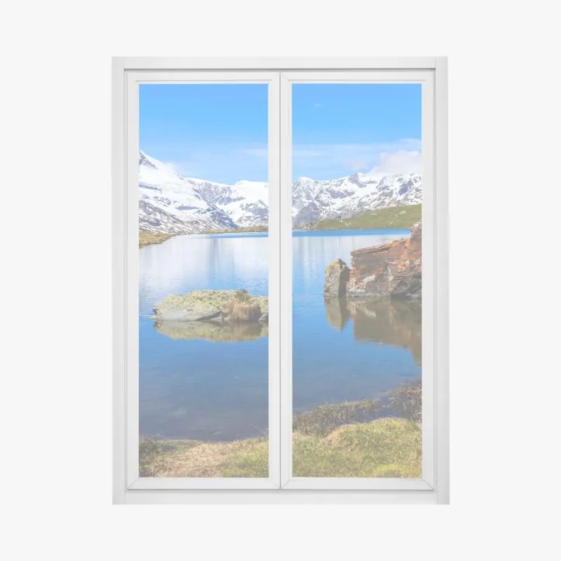 Fensteraufkleber ruhige spiegelung des Matterhorns am Stellisee, Zermatt