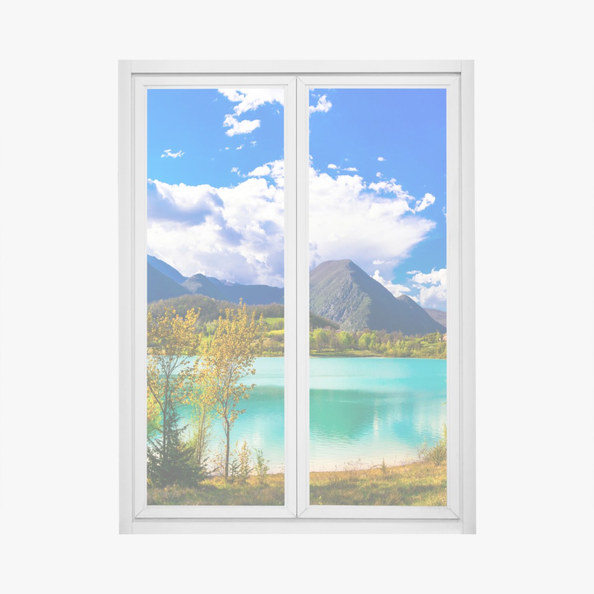 Fensteraufkleber türkissee mit berglandschaft – Wallnifity®