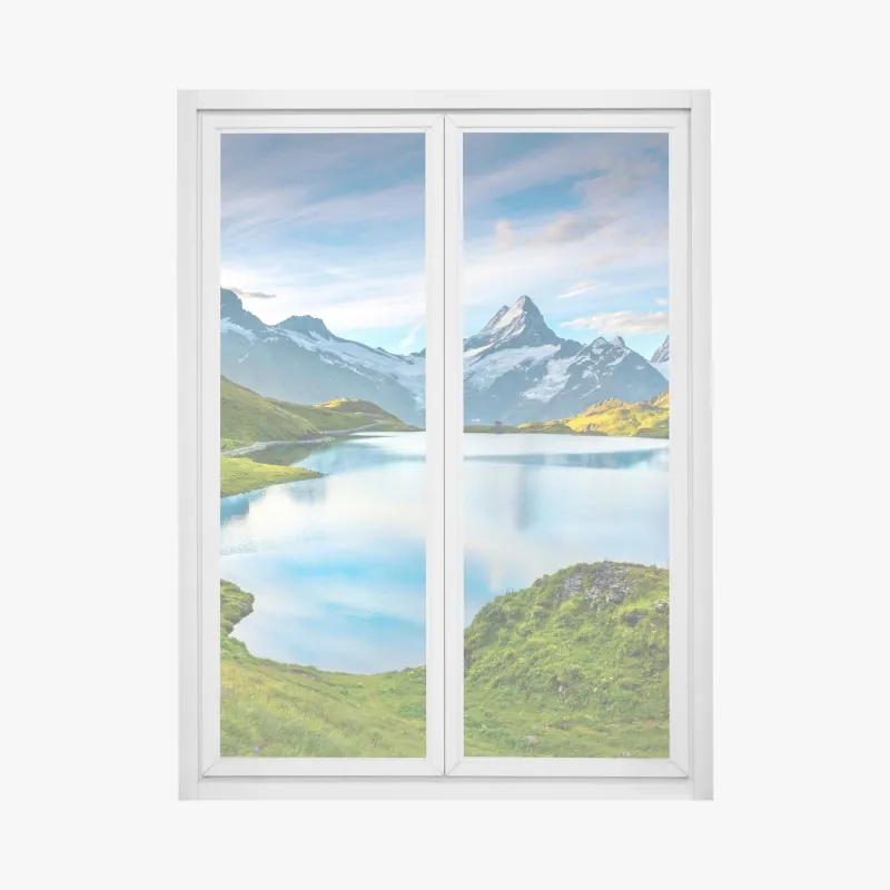 Fensteraufkleber ruhiger alpensee vor dem Wetterhorn, Schweiz