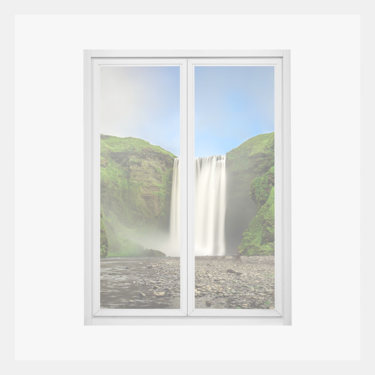 Fensteraufkleber panorama des wasserfalls Skogafoss – Wallnifity®