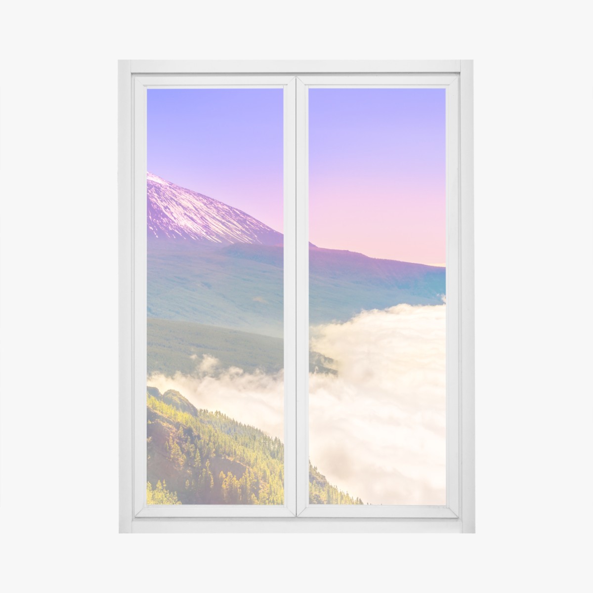 Fensteraufkleber vulkanischer gipfel Teide über einem meer aus wolken – Wallnifity®