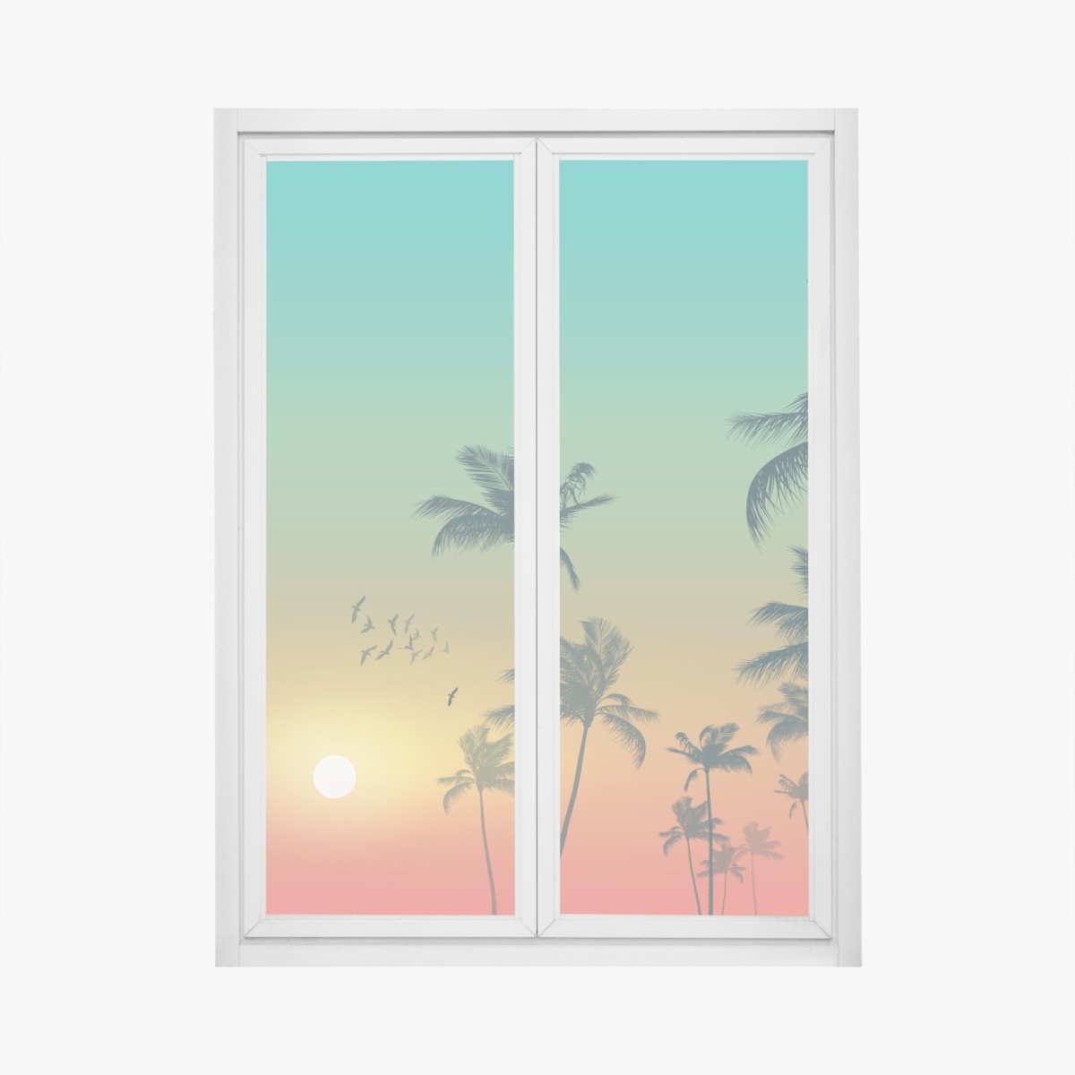 Fensteraufkleber tropischer sonnenuntergang mit palmensilhouetten – Wallnifity®