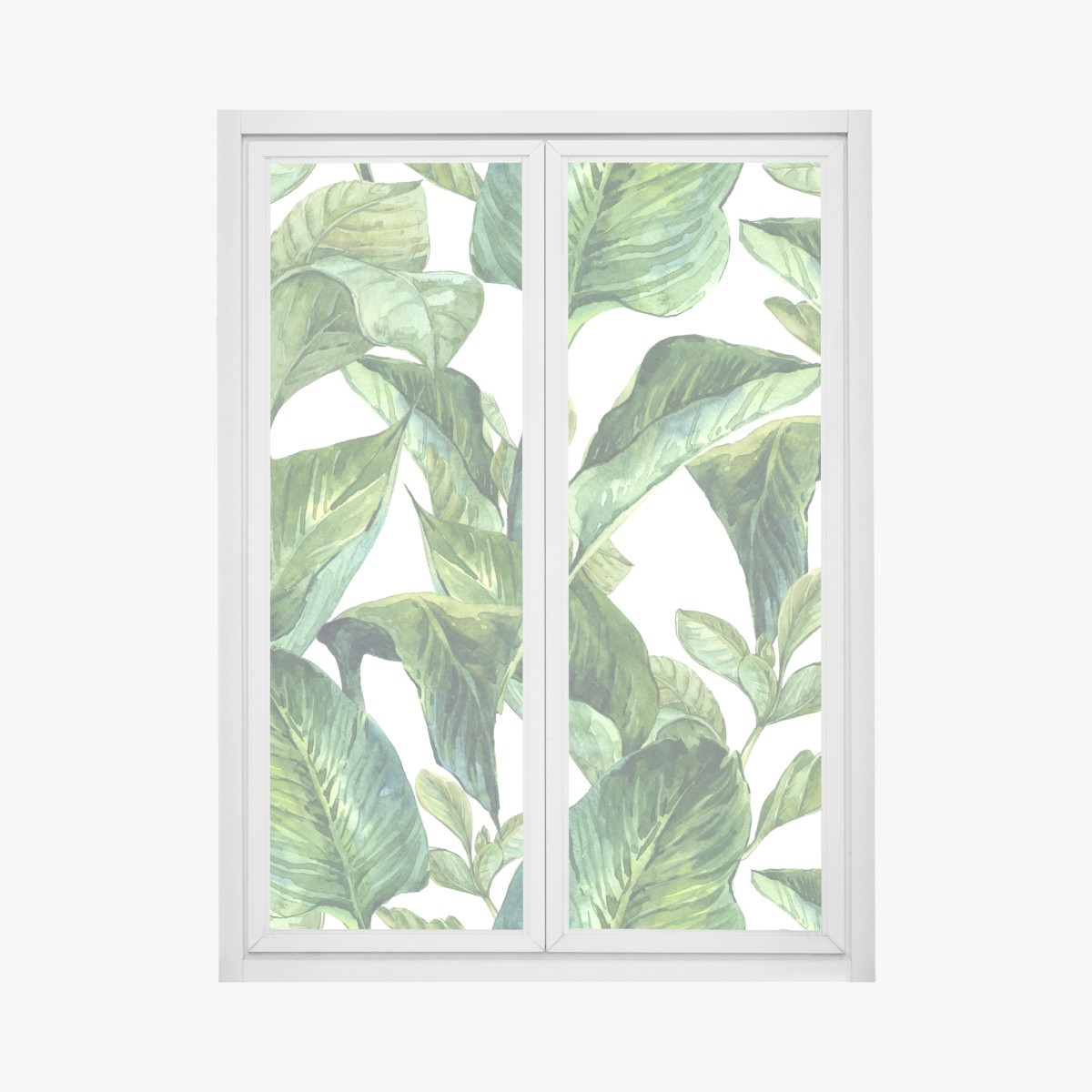 Fensteraufkleber üppiges aquarellmuster tropischer blätter – Wallnifity®