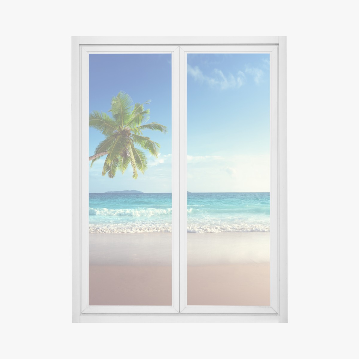 Fensteraufkleber tropischer Karibikstrand bei sonnenuntergang – Wallnifity®
