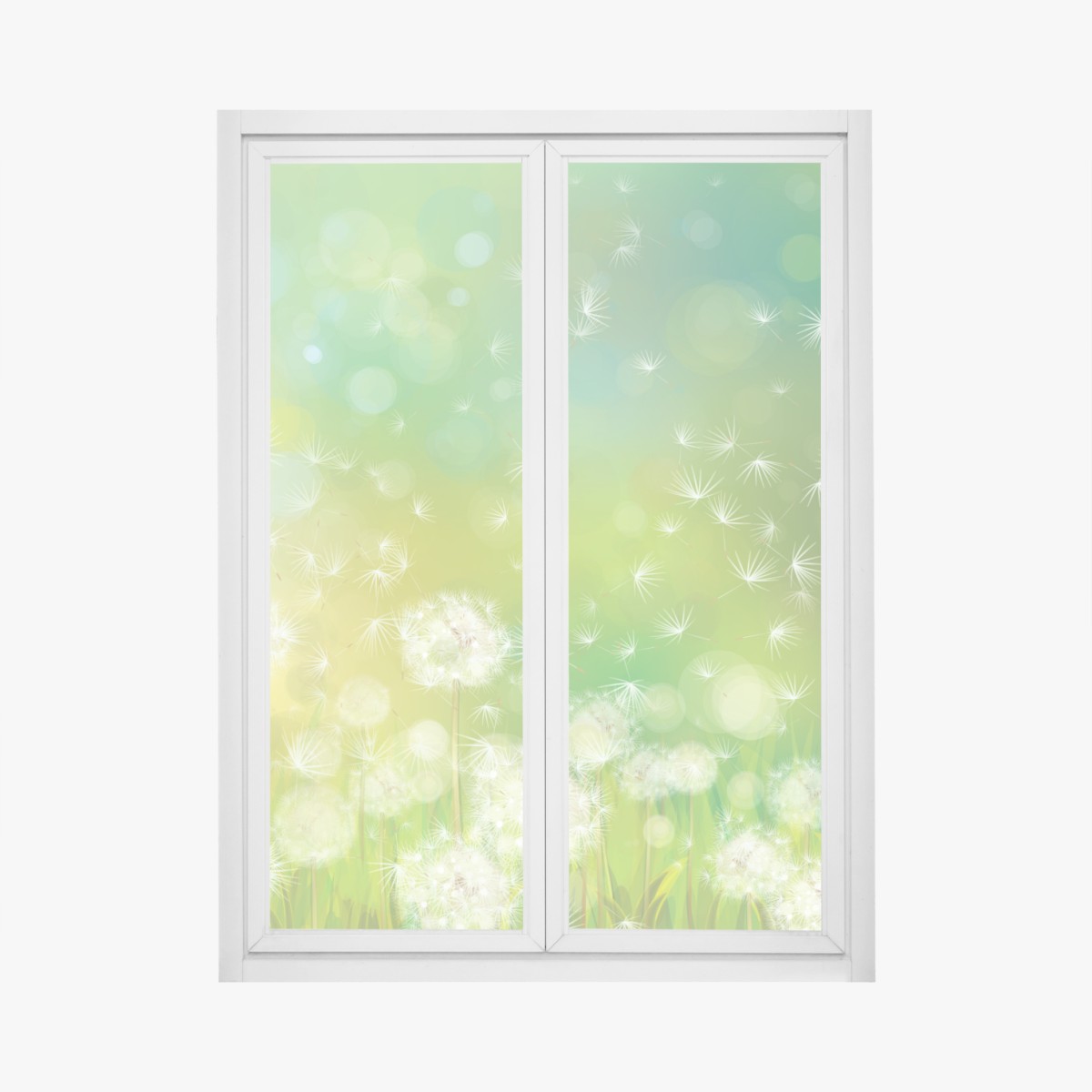 Fensteraufkleber frühlingswiese mit löwenzahn – Wallnifity®