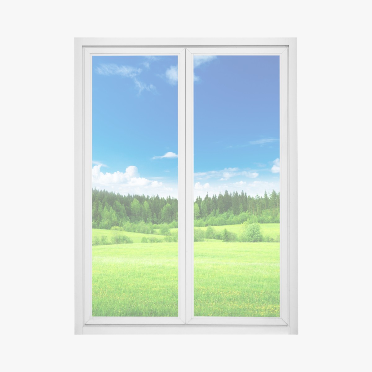 Fensteraufkleber frühlingswiese unter blauem himmel – Wallnifity®