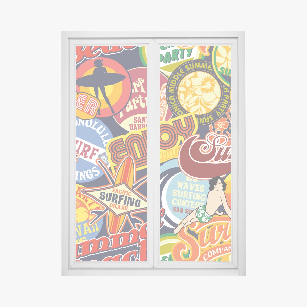 Fensteraufkleber retro surf aufkleber-collage – Wallnifity®