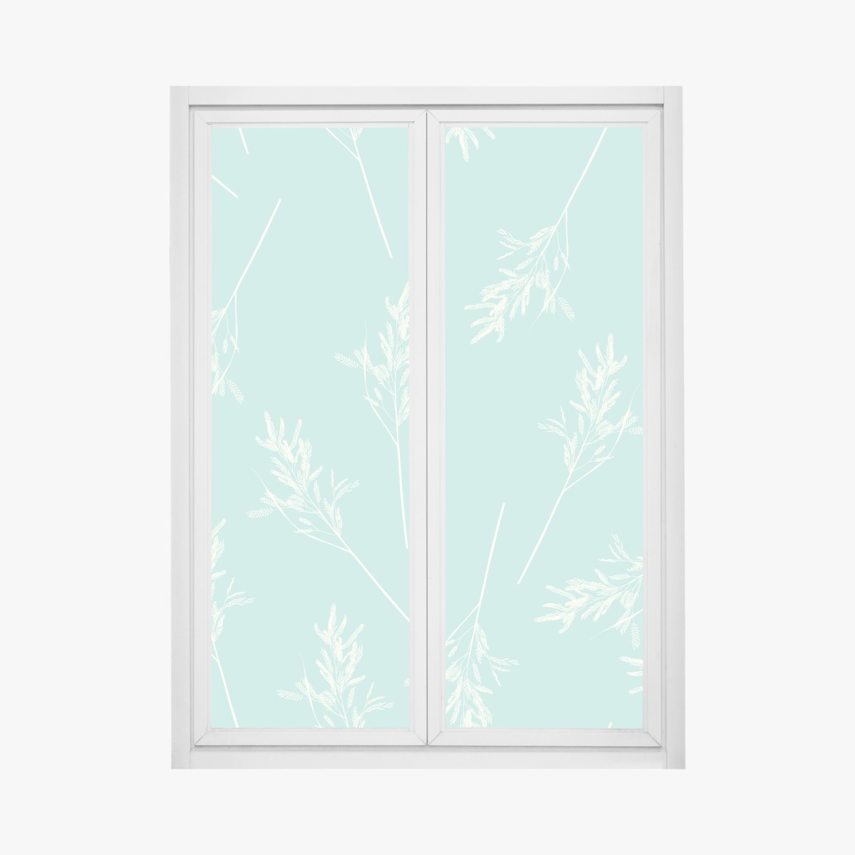 Fensteraufkleber zartes türkisfarbenes botanisches muster – Wallnifity®