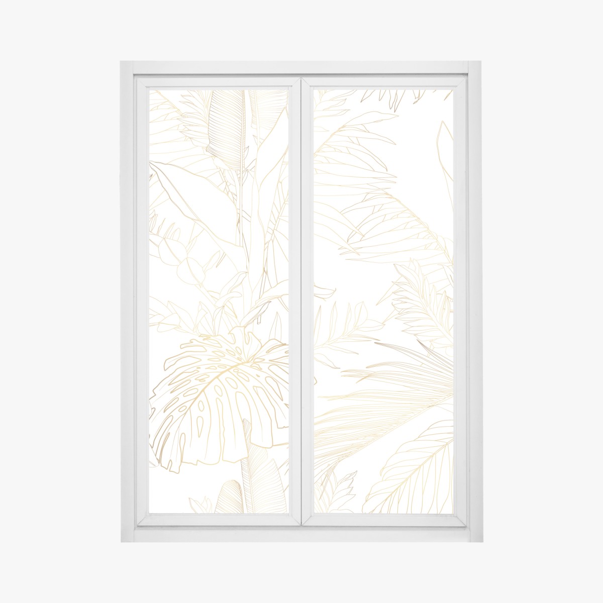 Fensteraufkleber goldene tropische blätter line art – Wallnifity®