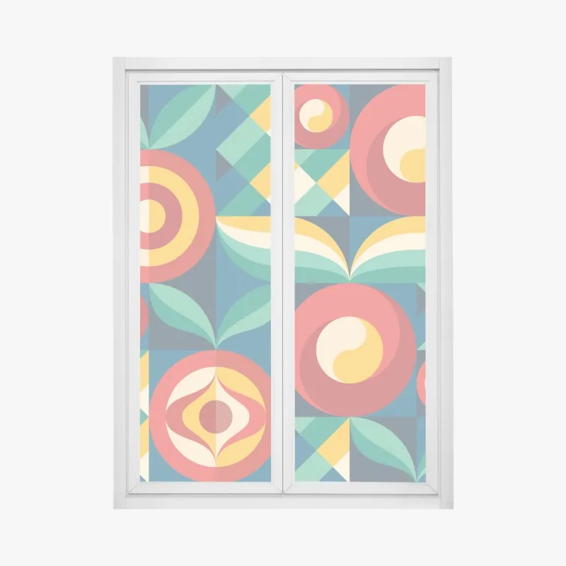 Fensteraufkleber lebhaftes geometrisches blumenmuster