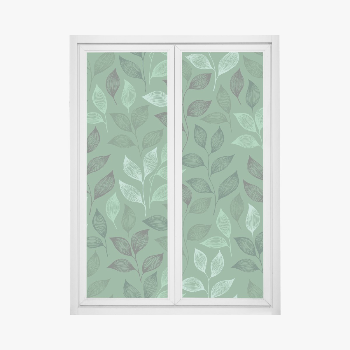 Fensteraufkleber grünes botanisches blättermuster – Wallnifity®