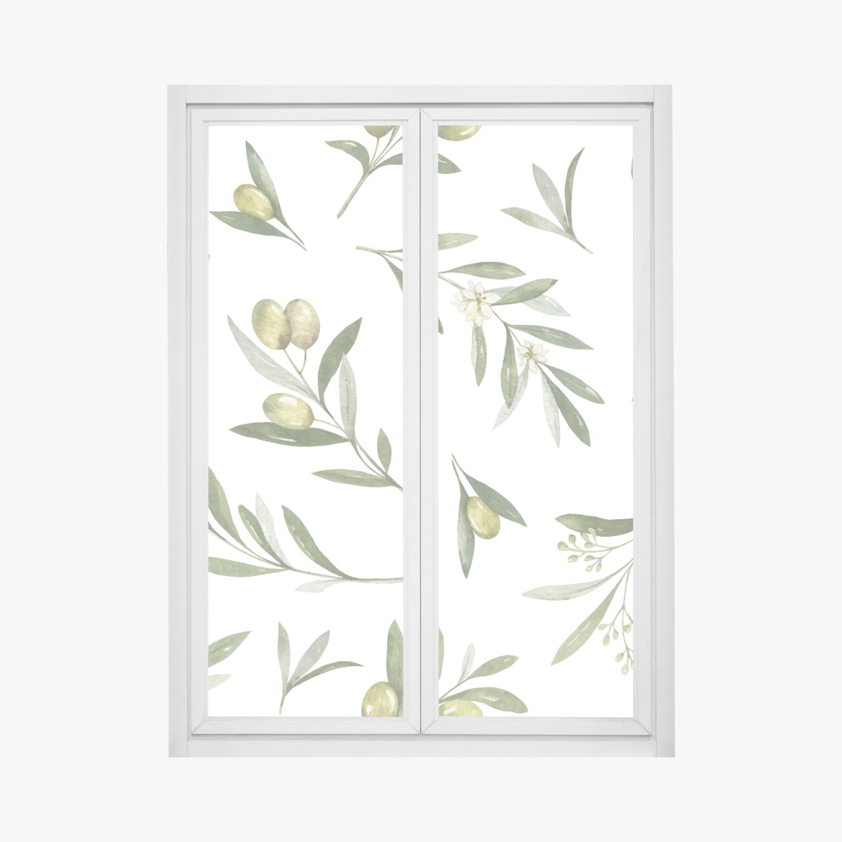 Fensteraufkleber aquarell olivenzweige muster – Wallnifity®