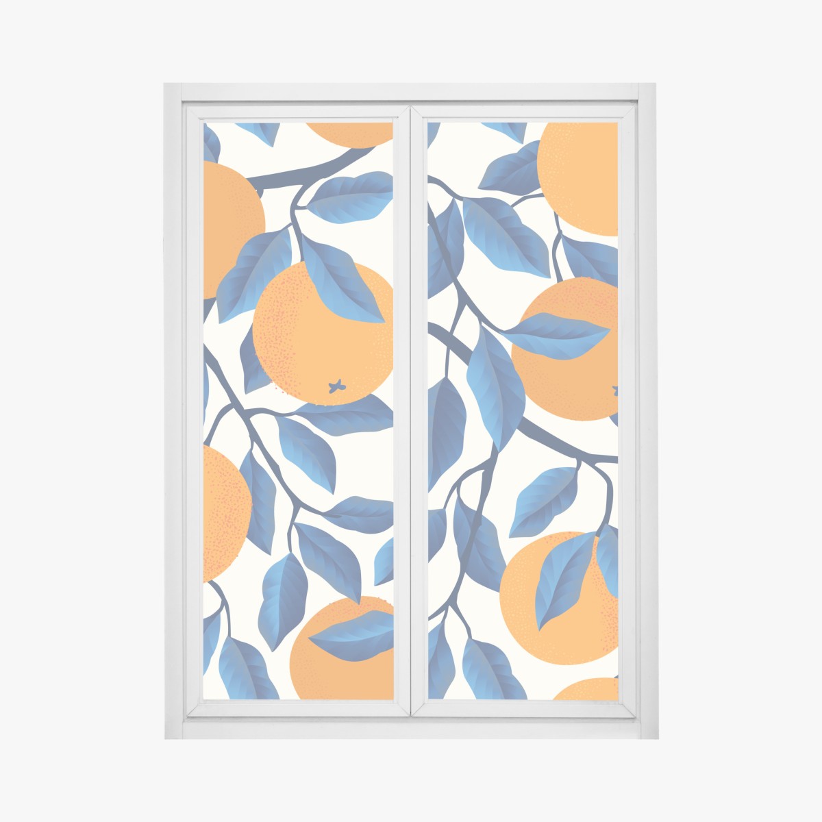 Fensteraufkleber kräftiges zitrusmuster in orange und blau – Wallnifity®