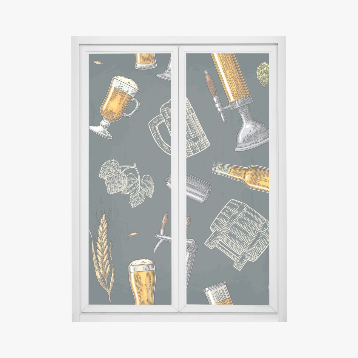 Fensteraufkleber vintage bier und brauerei muster – Wallnifity®