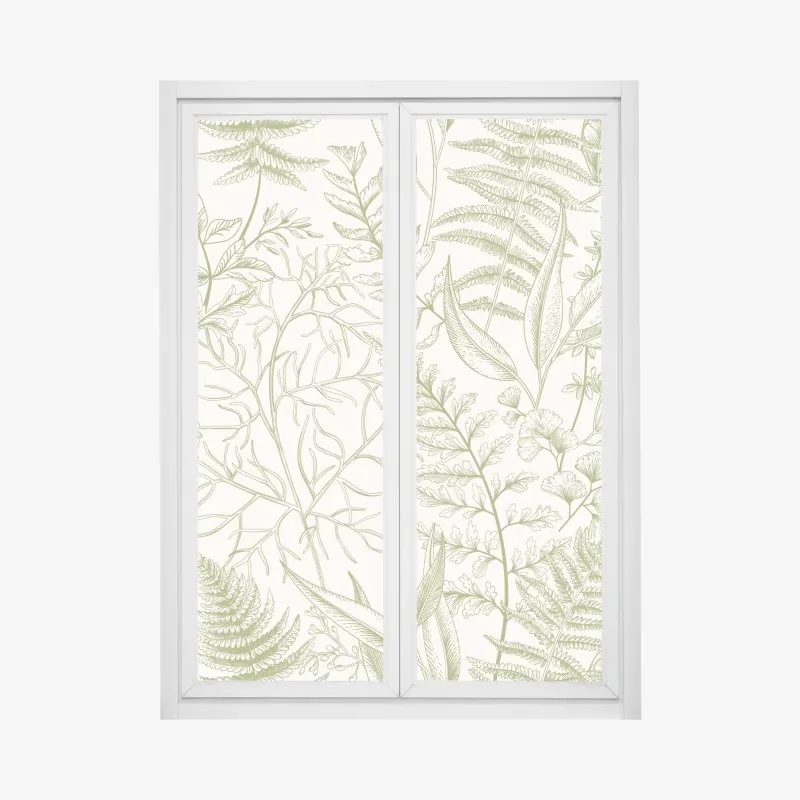 Fensteraufkleber handgezeichnetes grünes blättermotiv