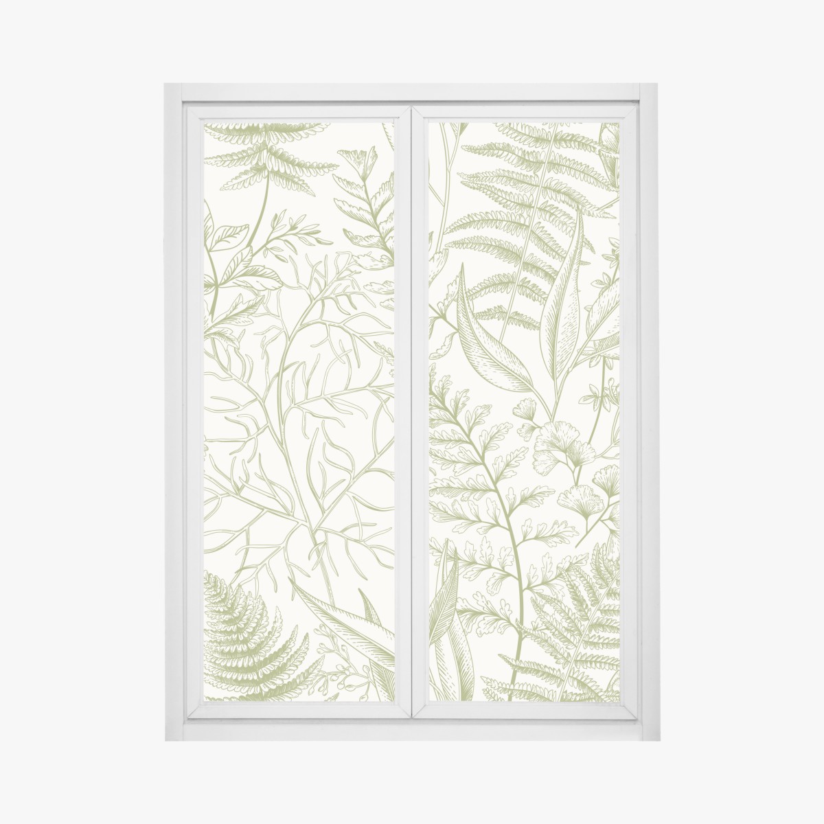 Fensteraufkleber handgezeichnetes grünes blättermotiv – Wallnifity®