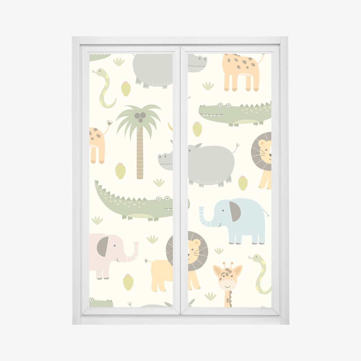 Fensteraufkleber pastell safari tiermuster – Wallnifity®