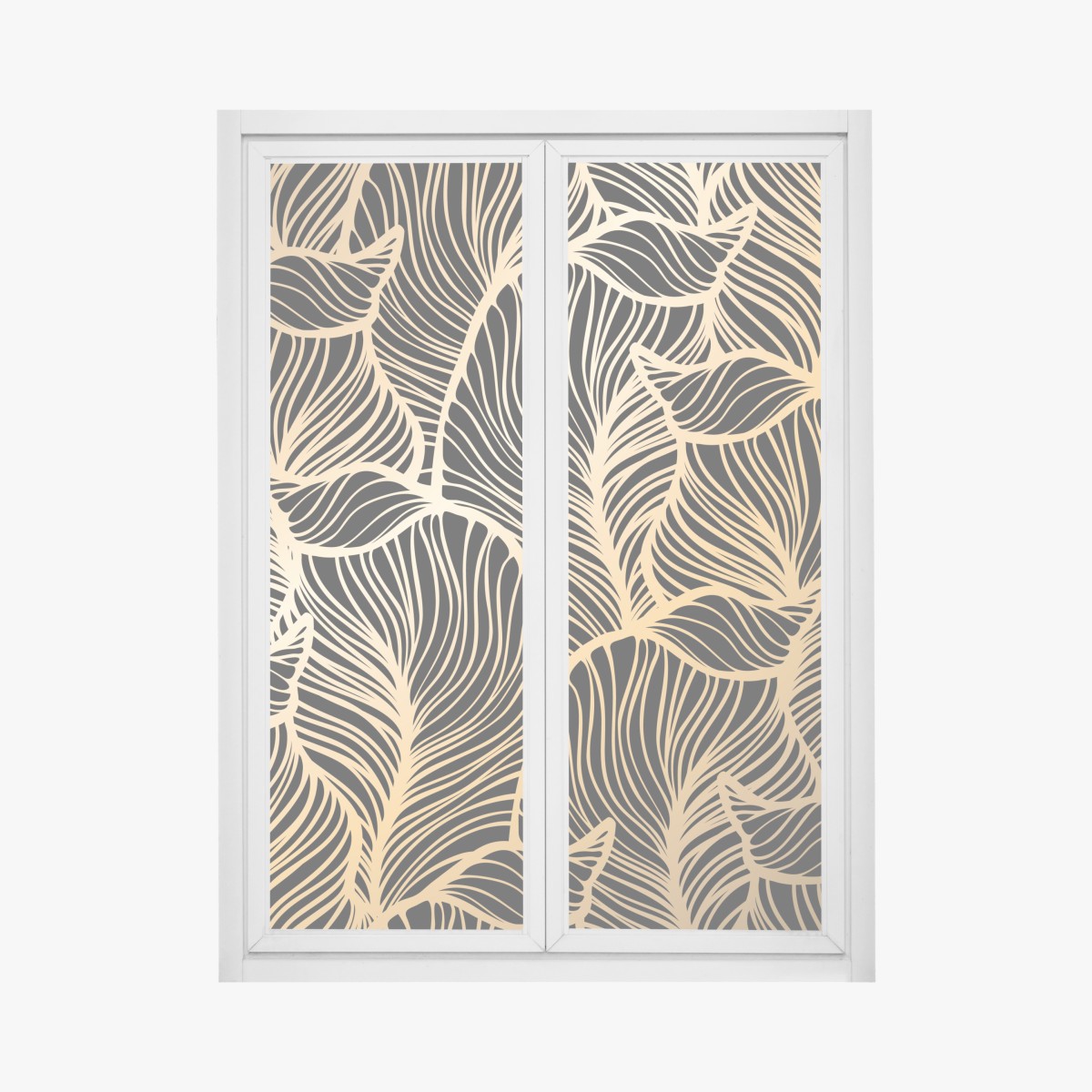 Fensteraufkleber goldenes blattmuster auf schwarzem hintergrund – Wallnifity®