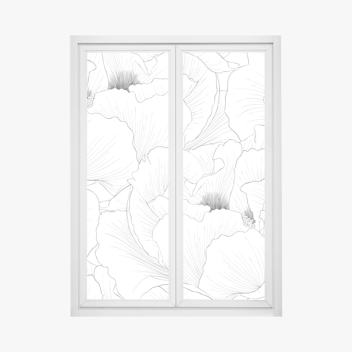 Fensteraufkleber feine botanische linienzeichnung mit blumen – Wallnifity®