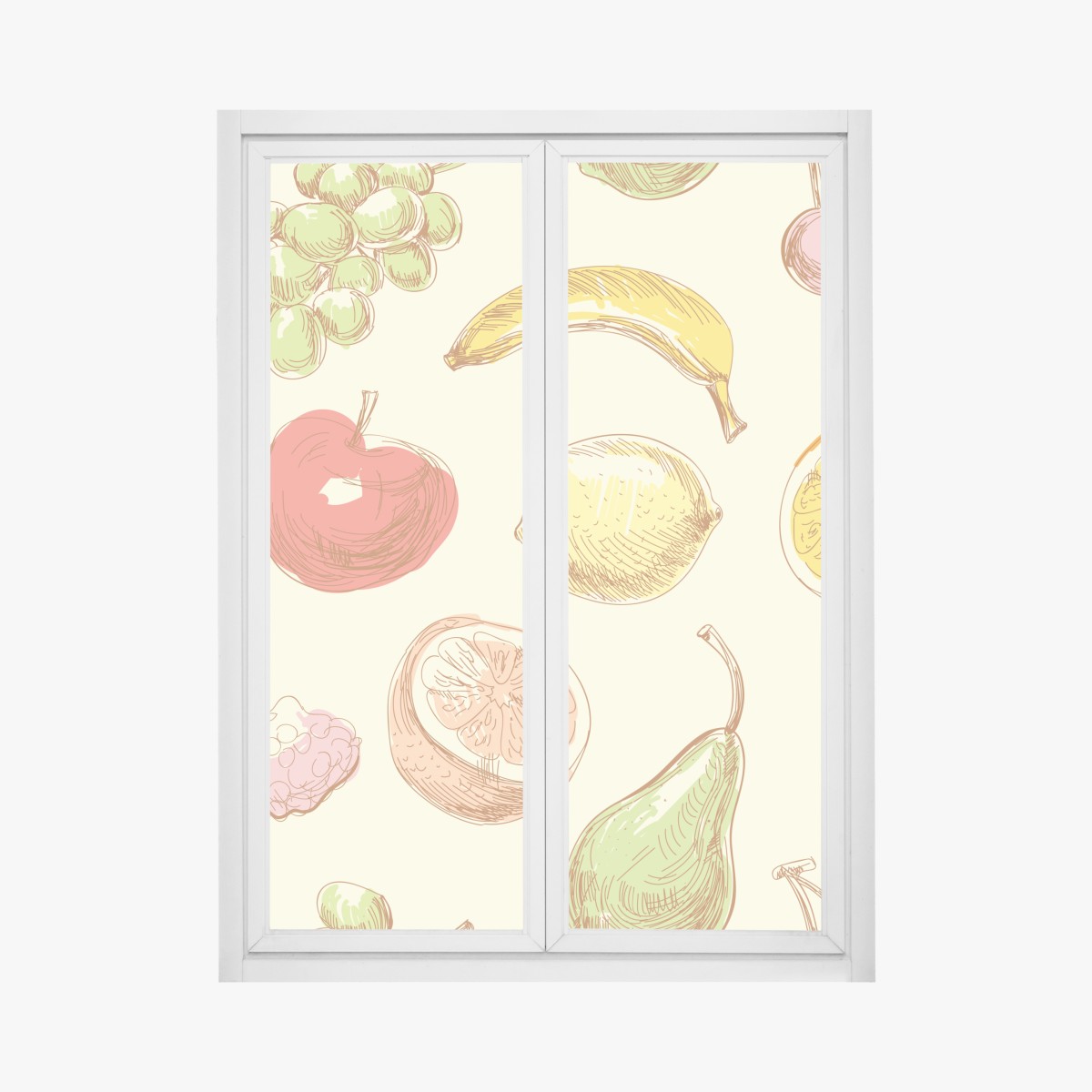 Fensteraufkleber handgezeichnetes pastell-früchtemuster – Wallnifity®