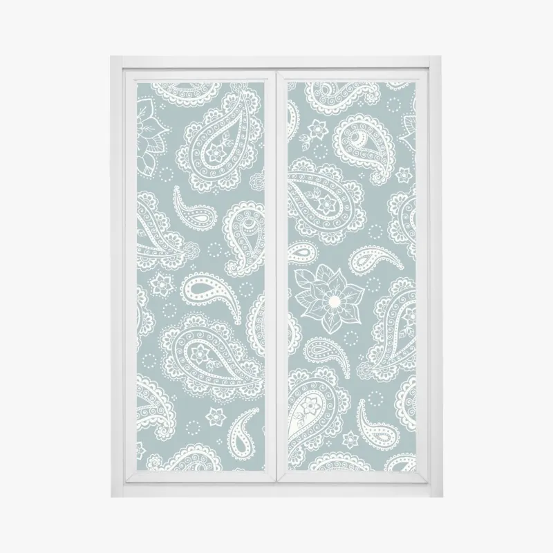Fensteraufkleber türkis paisley muster mit blumendetails