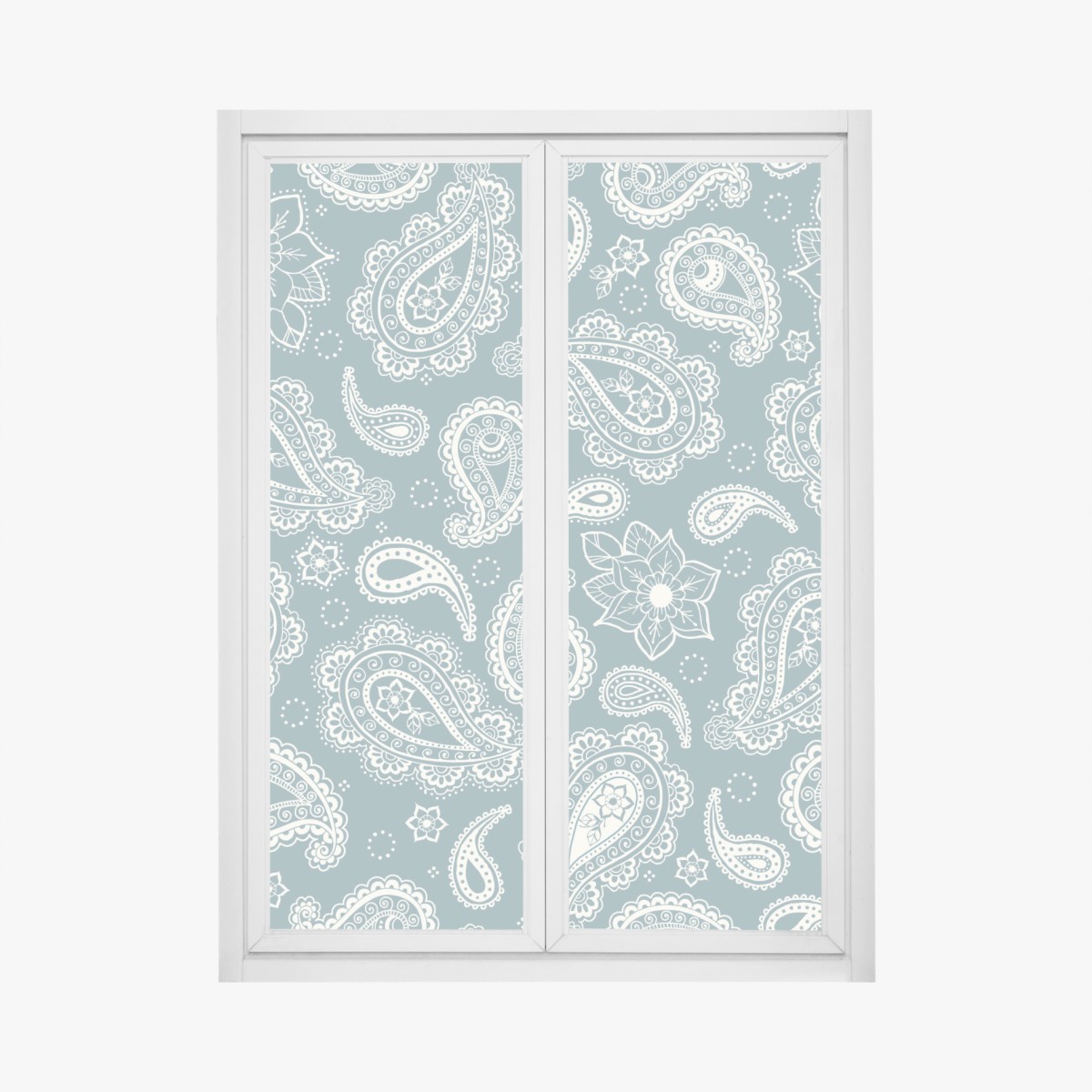 Fensteraufkleber türkis paisley muster mit blumendetails – Wallnifity®