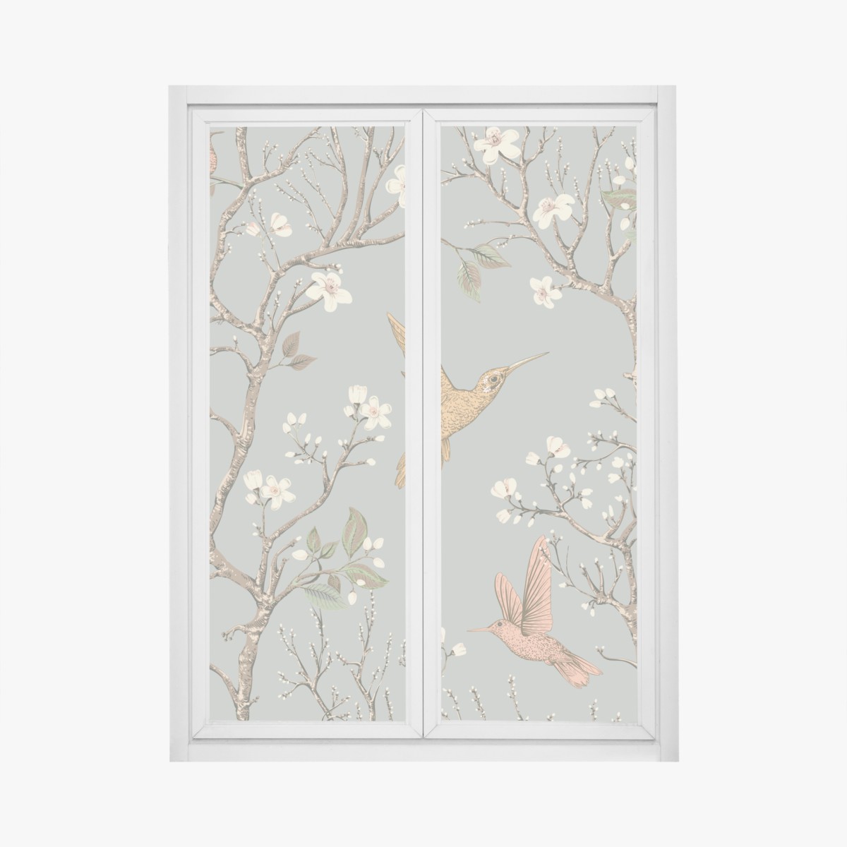 Fensteraufkleber vintage-muster mit kolibris und blüten – Wallnifity®