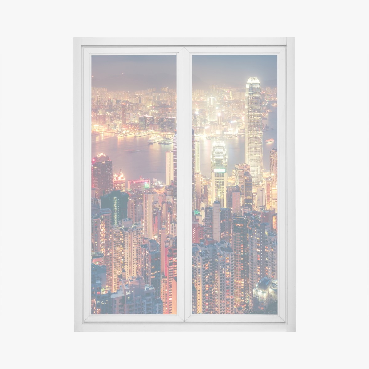 Fensteraufkleber Hongkong skyline bei nacht vom Victoria Peak – Wallnifity®