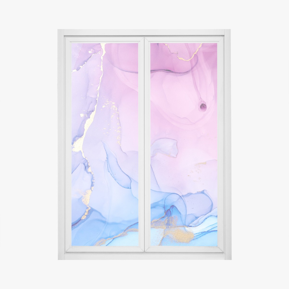 Fensteraufkleber rosa und blaue marmorierte abstraktion – Wallnifity®