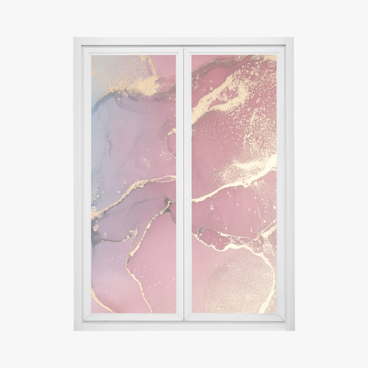 Fensteraufkleber abstraktes marmoriertes bild in türkis und lila mit gold – Wallnifity®