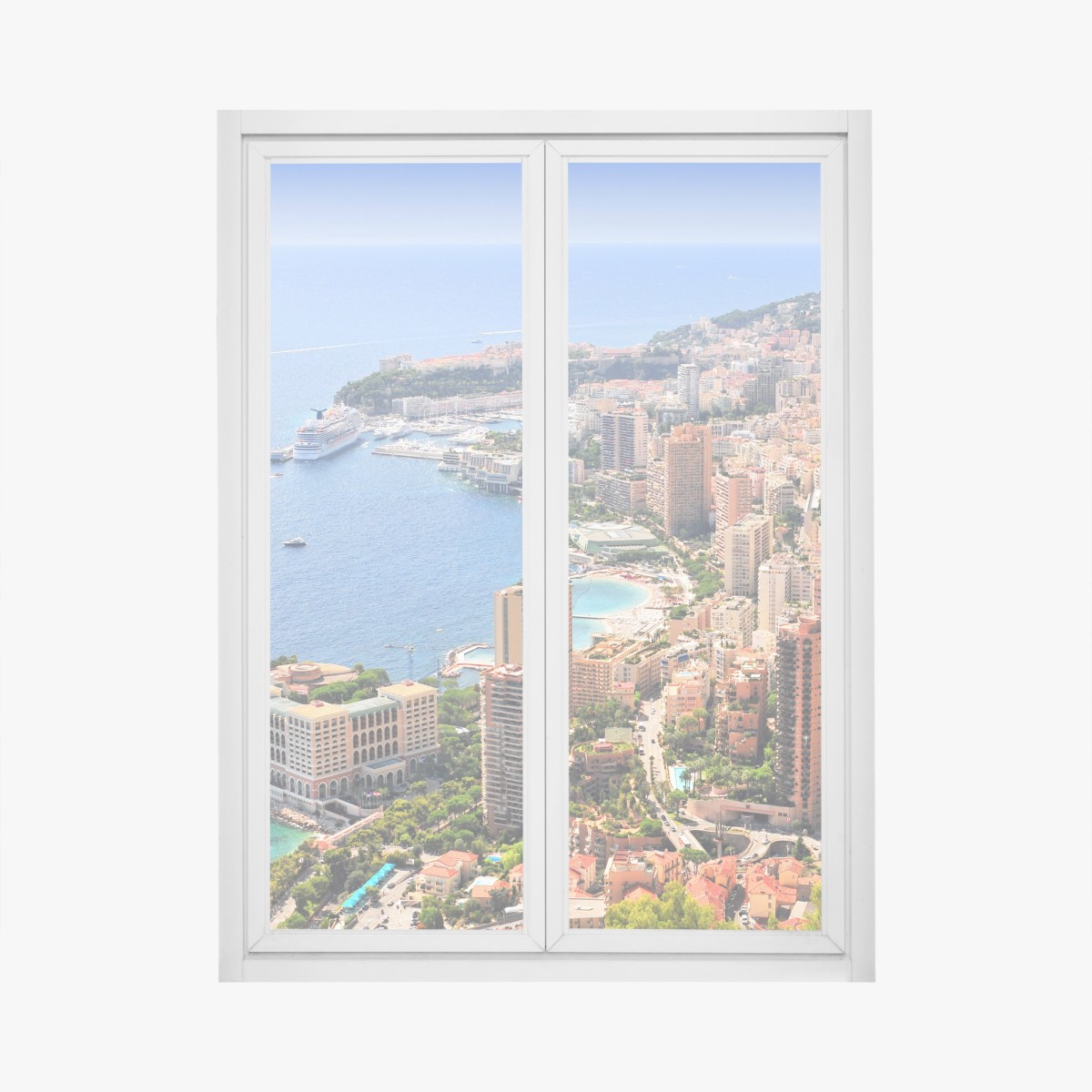 Fensteraufkleber sonnige panoramasicht einer küstenstadt – Wallnifity®