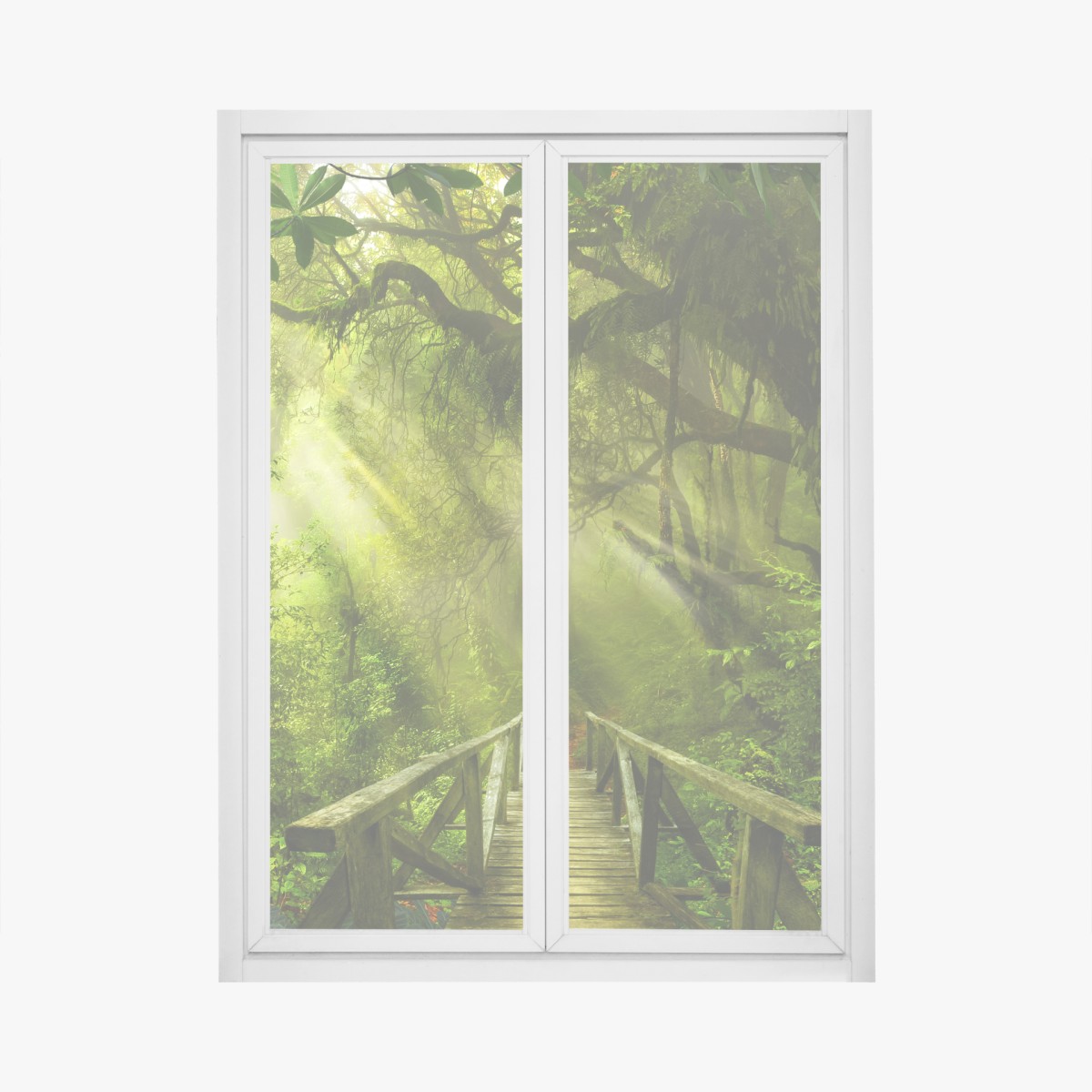 Fensteraufkleber sonnenbeschienener waldweg – Wallnifity®