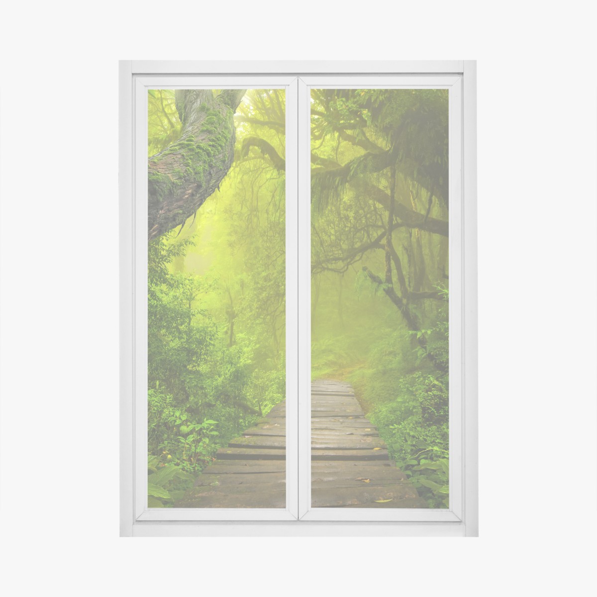 Fensteraufkleber mystischer grüner waldpfad – Wallnifity®