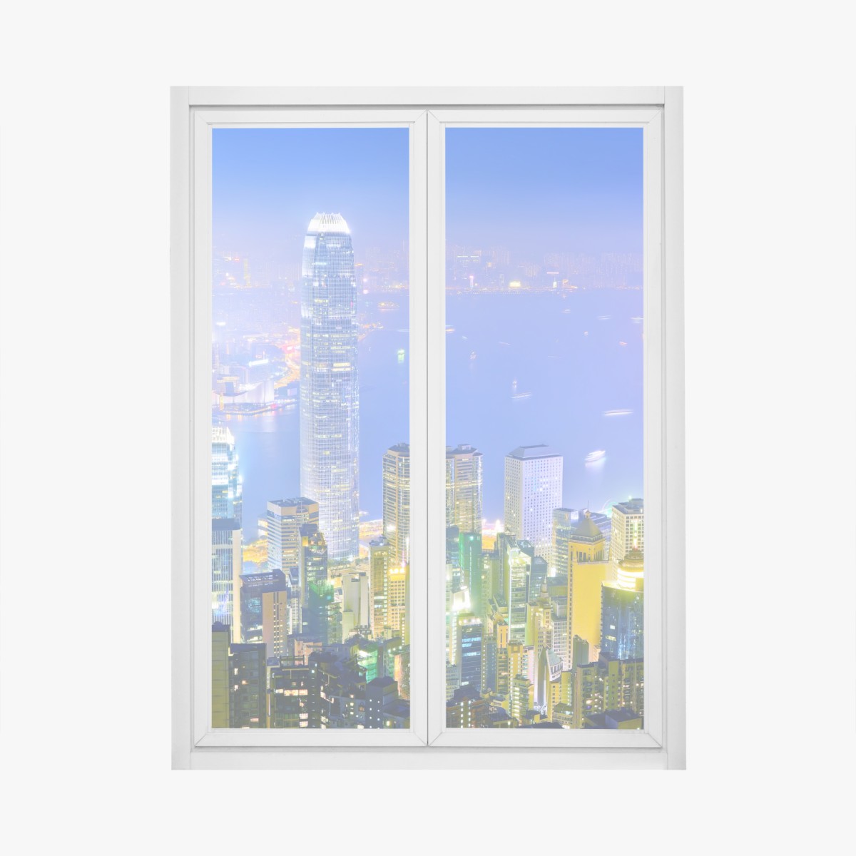 Fensteraufkleber Hong Kong skyline bei nacht – Wallnifity®